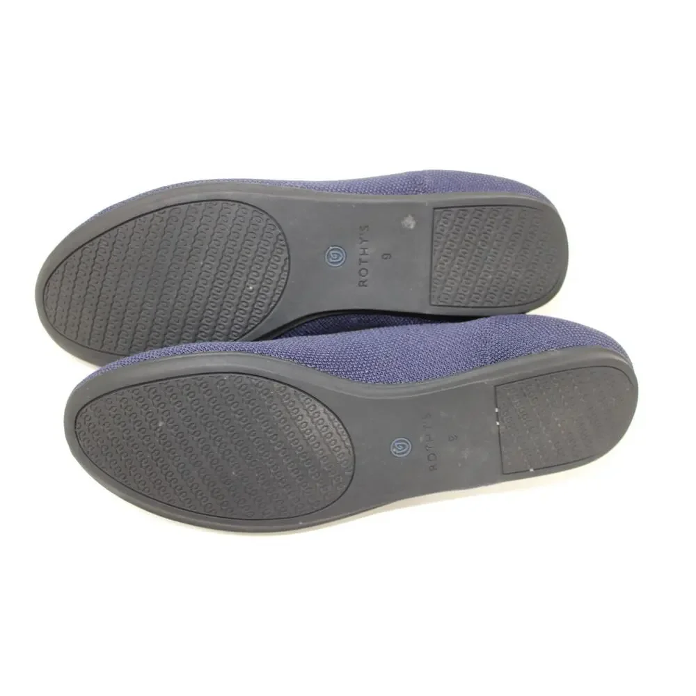 Rothy's The Flat Shoes Womens Size 9 Blue Knit Ballet Flats Washable Casual